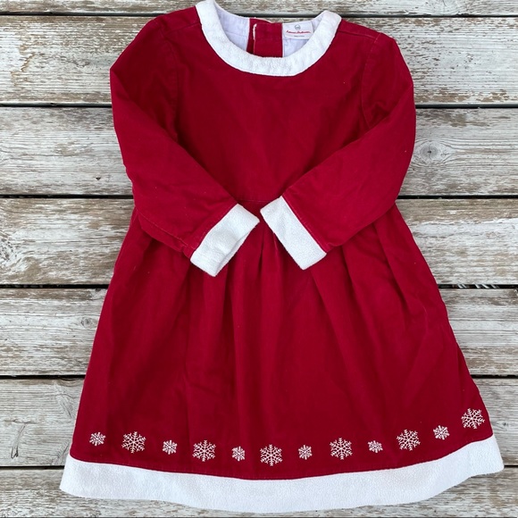 Hanna Andersson Snowflake Dress Red Corduroy Sherpa Trim, Size 110/US 5 - Picture 2 of 6